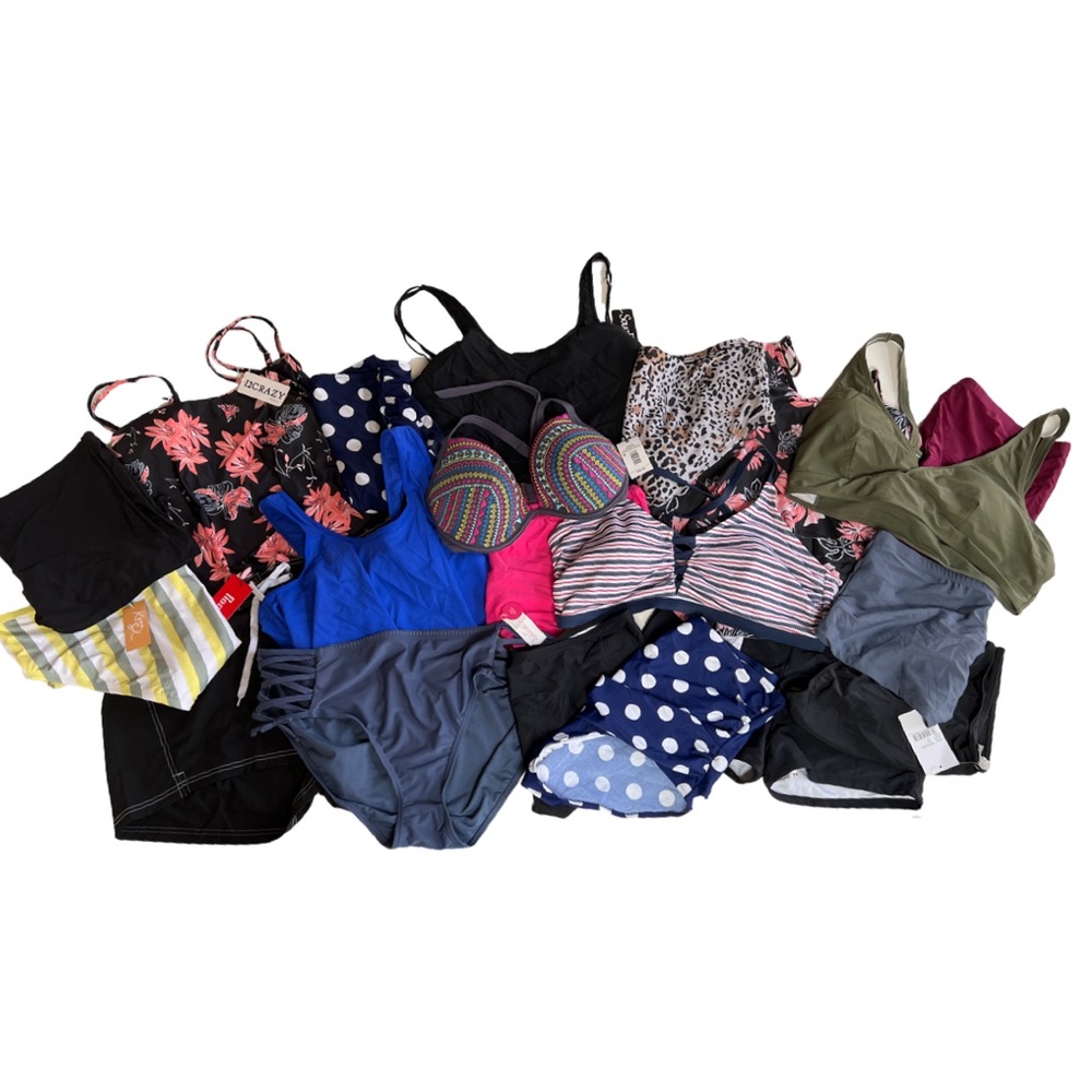 Mixed 20 PIECE NWT / NWOT / EUC Plus Size Bikini Swim Suit Sets / Seperates - Picture 1 of 2